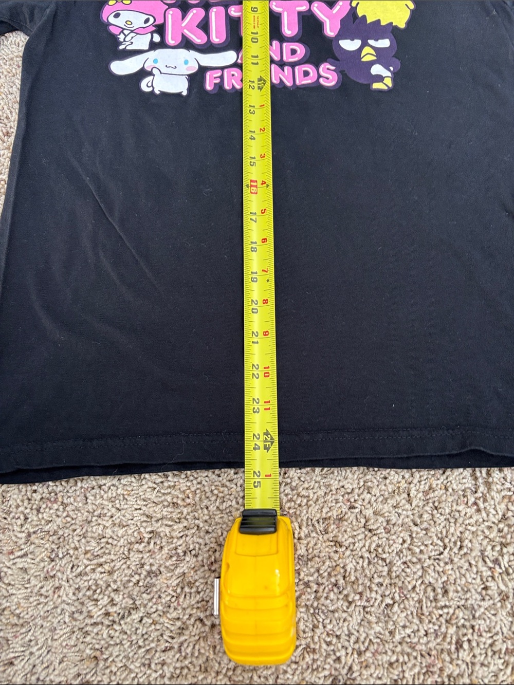 Hello Kitty and friends Black Tee with Pink & Yellow Character Graphic Print - Picture 5 of 5